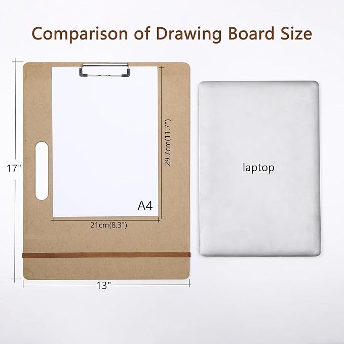 Portable A4 Drawing Board – Wooden Sketch Clipboard with Handle and Paper Clamp
