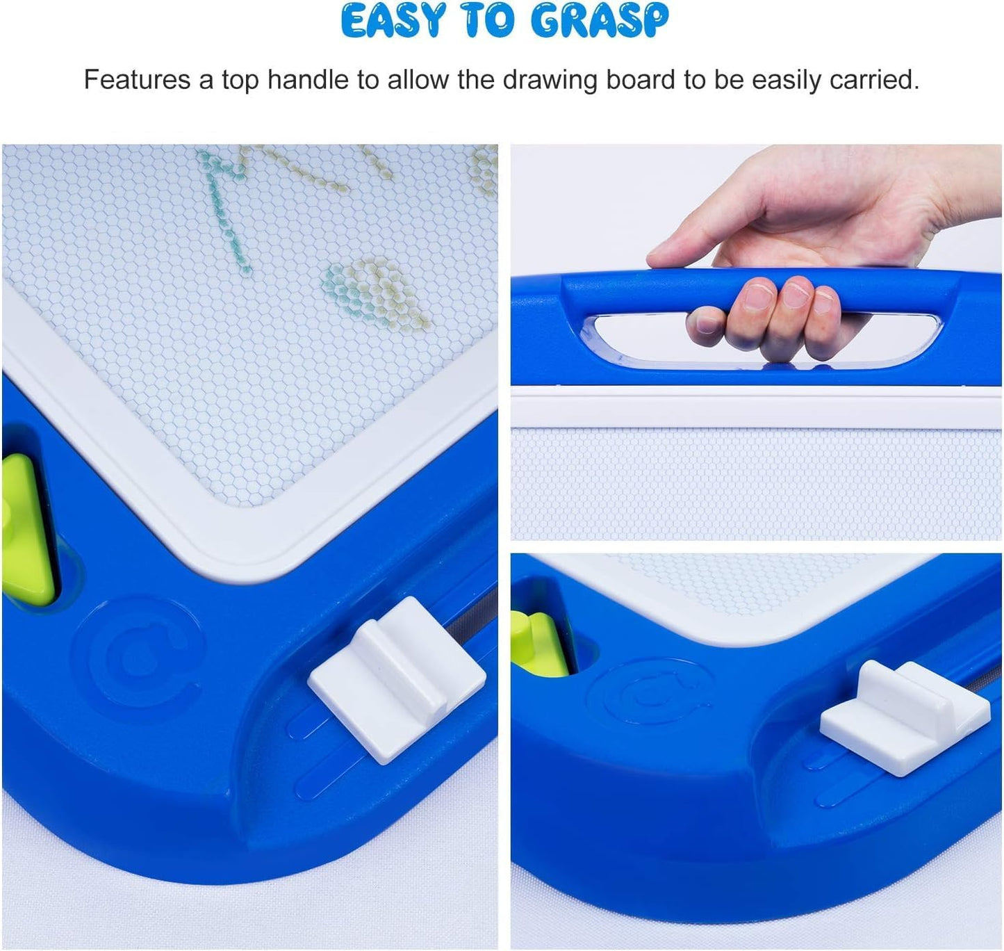 Large Magnetic Drawing Board for Kids – A4 Size Colorful Doodle Pad with Shape Stamps & Carry Handle