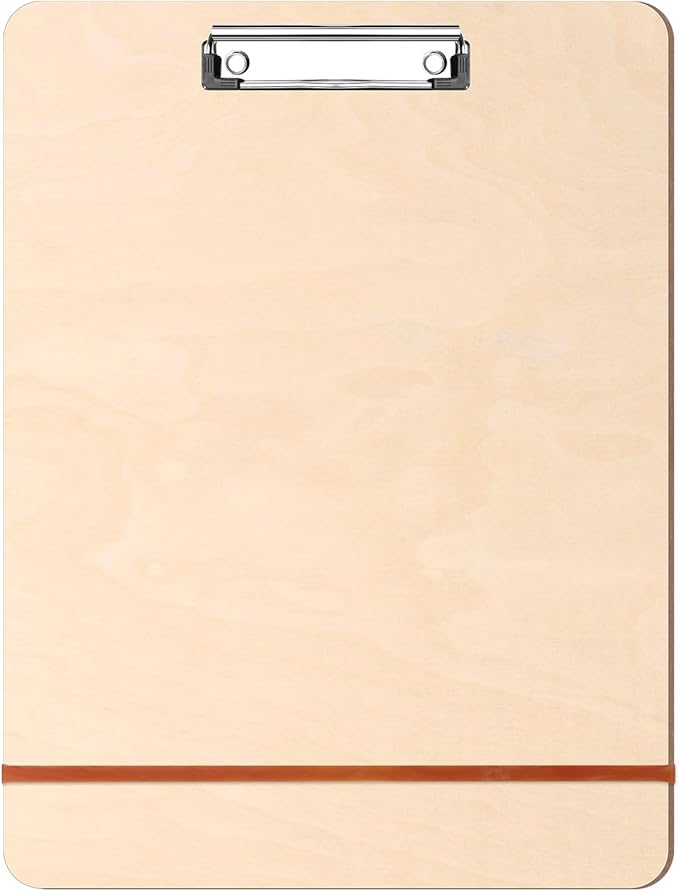 Thickened Wooden Landscape Art Clipboard – A3 Sketch Board with Strong Metal Clip, 11.81" x 15.75", 5mm Thick