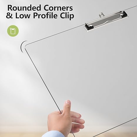 Extra-Thick Clear Acrylic Art Clipboard – A3 Size Portable Sketch Board with Hanging Hole & Metal Clip