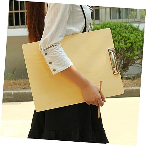 Wooden Clipboard A3 Size – 30×40cm Double-Sided Writing Board – Natural Wood Drawing Board with Metal Clip