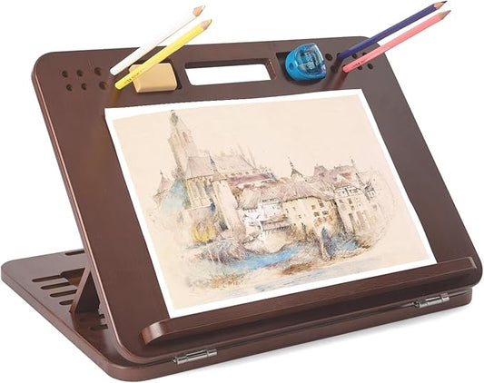 Wooden Drawing Writing Board – Portable Flat Surface for US Letter or A4 Paper with Handle & Bottom Edge Support