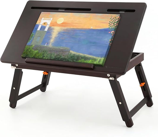 Adjustable Large Desktop Drawing Board – Foldable Wood Artist Table Easel for Painting, Sketching & Writing – 23.6x13.8 Inches