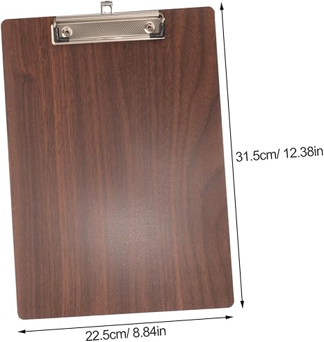 A4 Wooden Grain Clipboard – Hardboard Writing Drawing Pad with Metal Clip – 12.38" x 8.84"