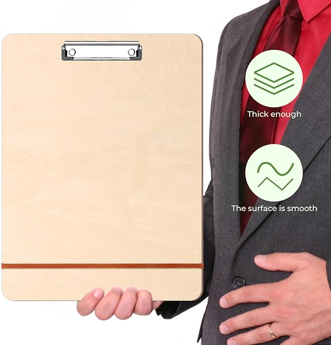 Thickened Wooden Landscape Art Clipboard – A3 Sketch Board with Strong Metal Clip, 11.81" x 15.75", 5mm Thick