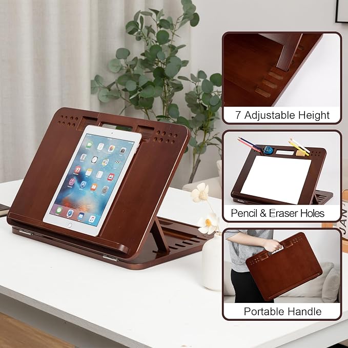 Wooden Drawing Writing Board – Portable Flat Surface for US Letter or A4 Paper with Handle & Bottom Edge Support