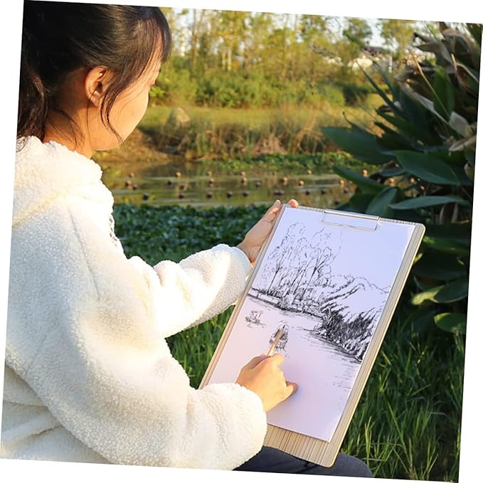 Oversized Vertical Wooden Clipboard – 18.89" × 14.17" Drawing Board with Heavy-Duty Metal Clip – Ideal for A3 & Larger Papers