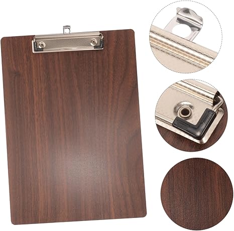 A4 Wooden Grain Clipboard – Hardboard Writing Drawing Pad with Metal Clip – 12.38" x 8.84"