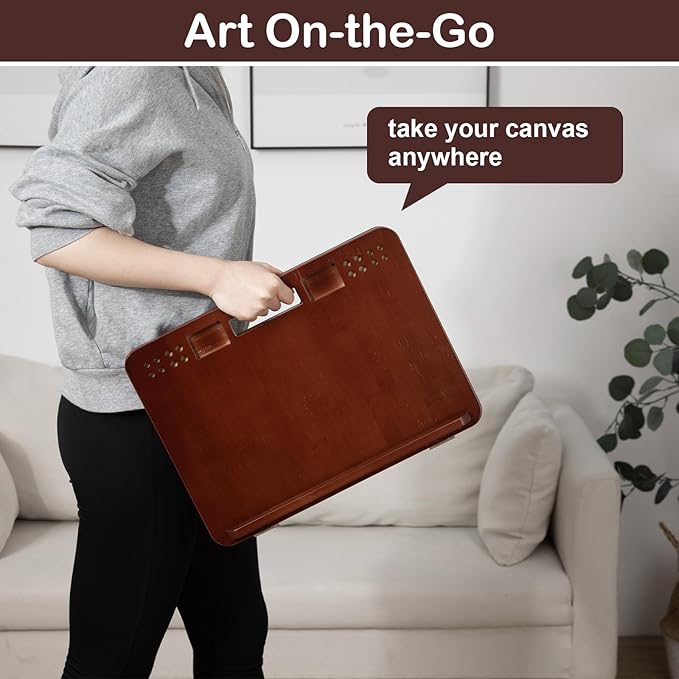 Wooden Drawing Writing Board – Portable Flat Surface for US Letter or A4 Paper with Handle & Bottom Edge Support