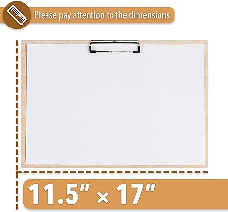 Portable Wooden Drawing Board – A3 Sketch Clipboard with Metal Clip (11.5" × 17")