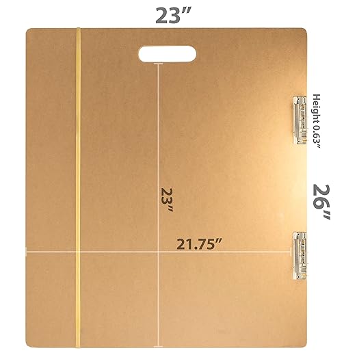 Extra-Large Wooden Drawing Board – Portable Sketch Clipboard with Dual Metal Clips & Carry Handle (26" × 23")