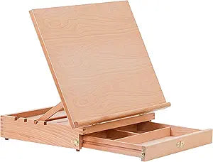 Portable Wooden Tabletop Adjustable Easel Box – Multi-Function Artist Sketch Drawing Board with Storage Drawer for A3 Paper