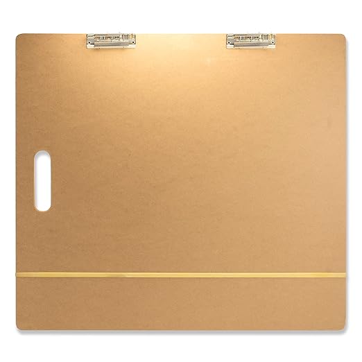 Extra-Large Wooden Drawing Board – Portable Sketch Clipboard with Dual Metal Clips & Carry Handle (26" × 23")