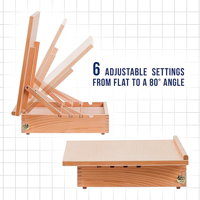 Portable Wooden Tabletop Adjustable Easel Box – Multi-Function Artist Sketch Drawing Board with Storage Drawer for A3 Paper