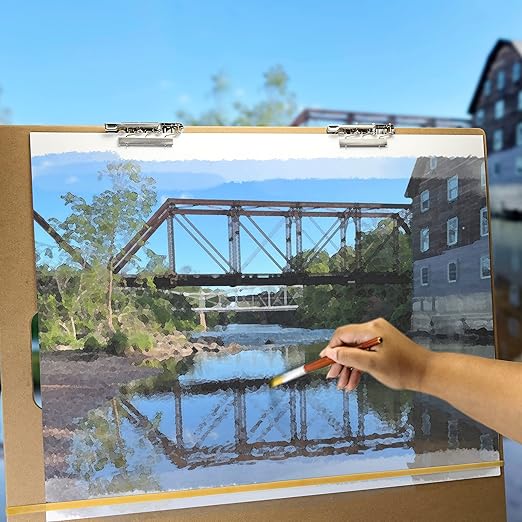 Extra-Large Wooden Drawing Board – Portable Sketch Clipboard with Dual Metal Clips & Carry Handle (26" × 23")